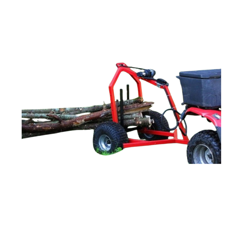 Carrello forestale per ATV con verricello elettrico e supporto posteriore per trasporto tronchi – Image 5