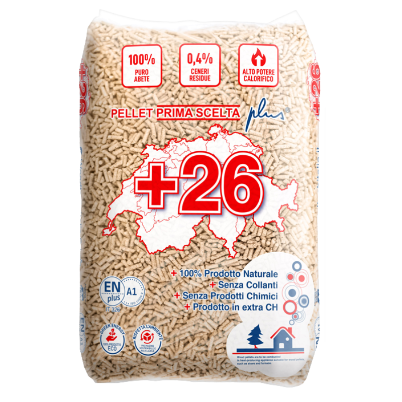 Pellet +26 ENplus A1 Super Premium – Pallet 70 Sacchi da 15 kg – 1050 kg