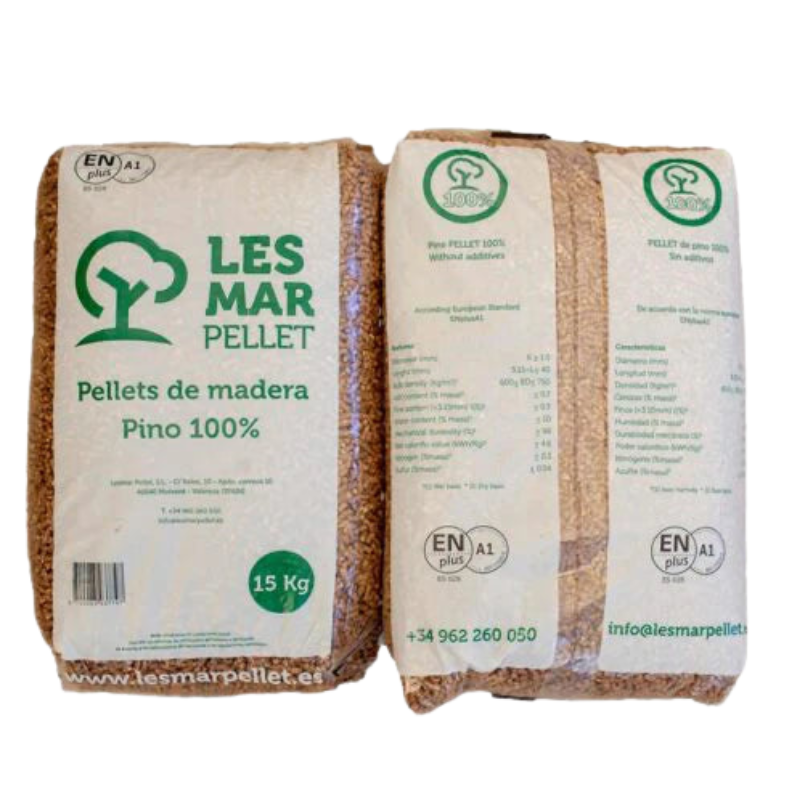 Pellet Lesmar ENplus A1 100% Pino – Pallet 77 Sacchi da 15 kg – 1155 kg – Image 2