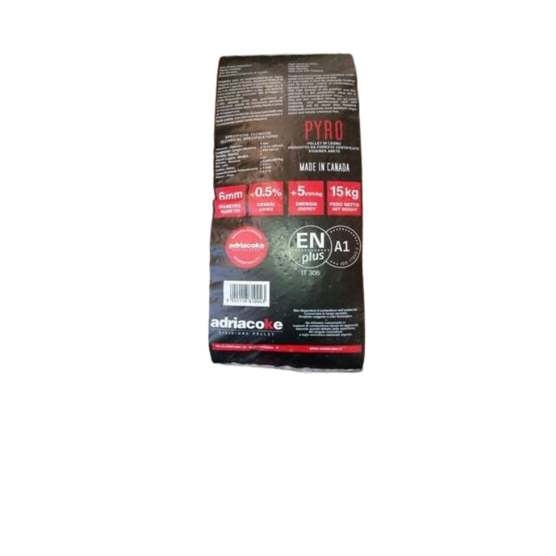 PYRO Pellet 15 kg – 30 Sacchi – 100% Legno di Conifera Vergine – 6 mm
