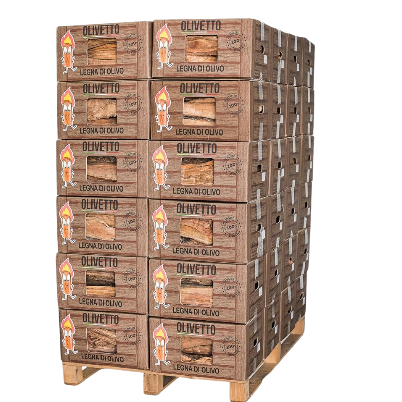 Legna da Ardere FE.MI.RO – 480 kg su Pallet – 100% Legno di Olivo Secco