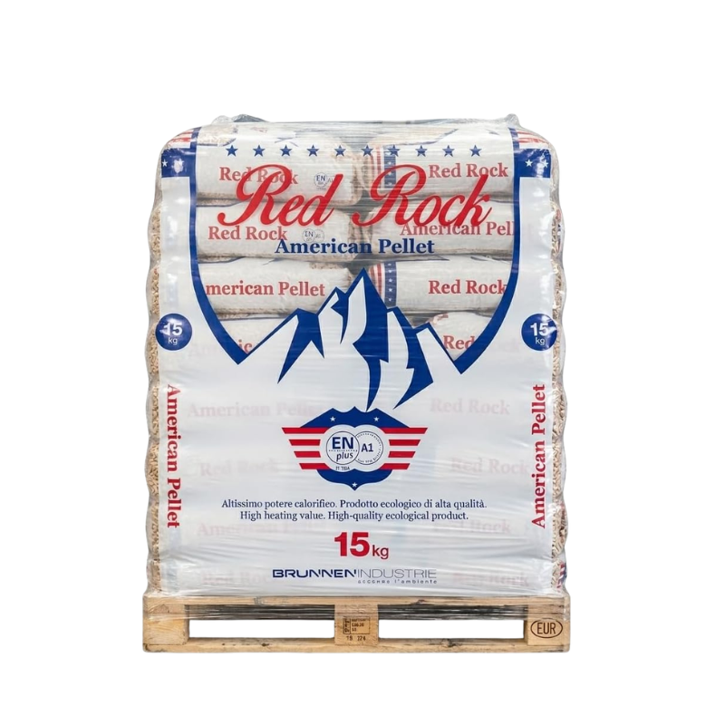 Red Rock Pellets Americani 15 kg – Bancale da 12 Sacchi